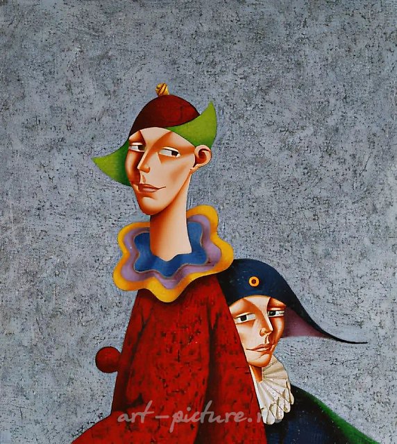 The Two, 1997, canvas, oil, 110x100