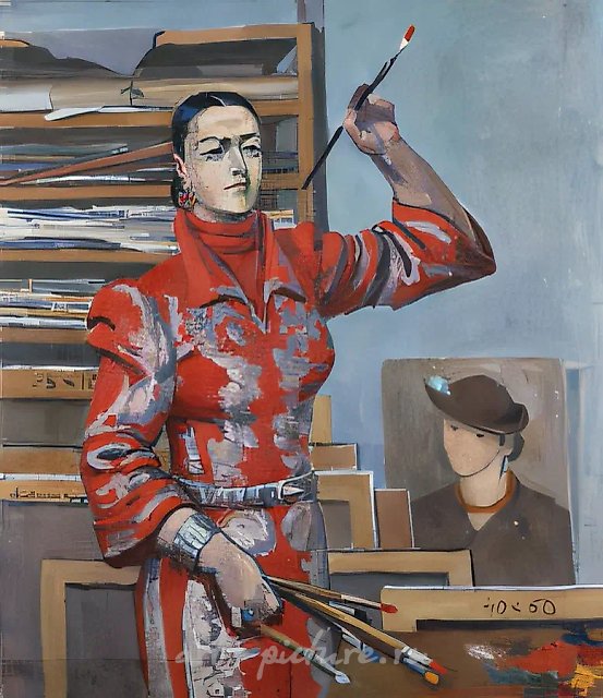 Автопортрет в красном., 1983, холст, масло, 105 х 88
