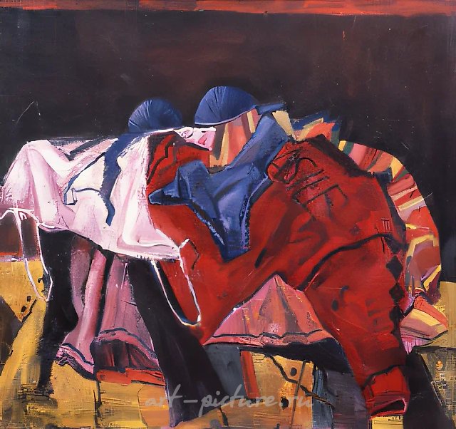 Снятые одежды-5, 1995, масло на холсте, 105x110