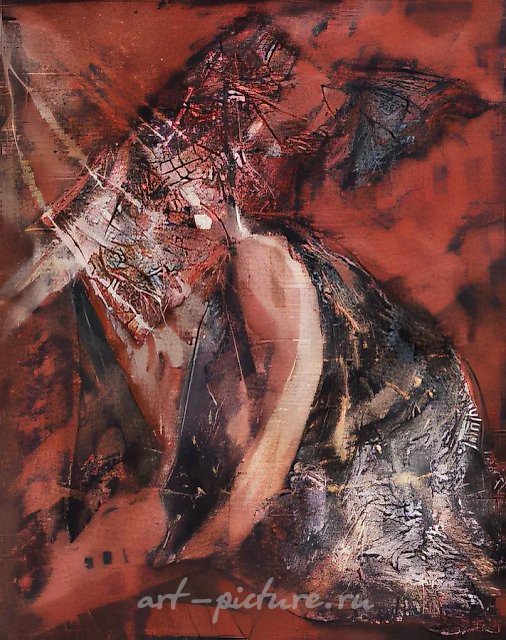 Композиция I, 1995, холст, краска по ткани, 100x80