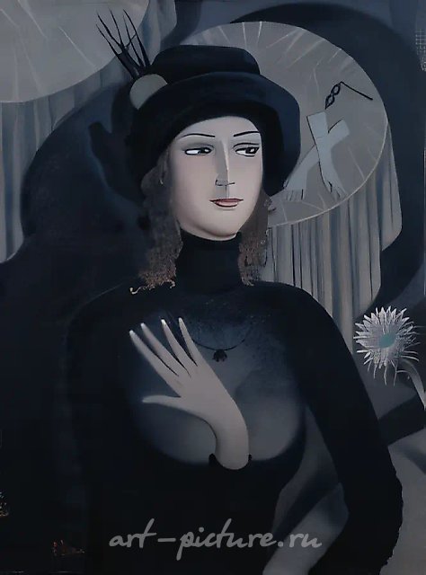 黑衣女士，1997年，布面油画，90x70