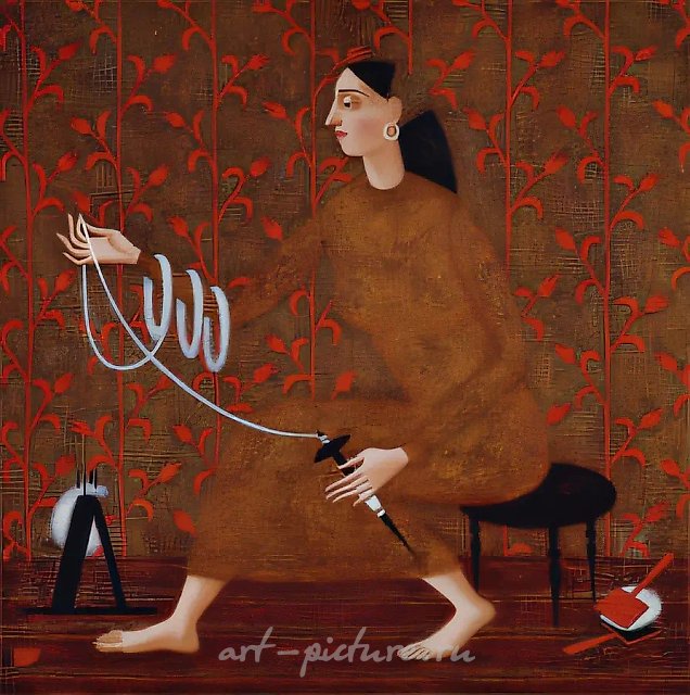 Пряха., 1994, холст, масло, 50 х 50