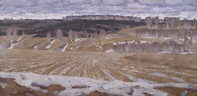 Родная Орловщина, 1978, холст, темпера, 110х140