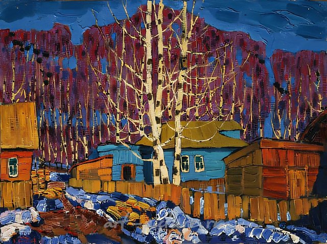 姆斯捷拉。蓝色的春天，1994年，布面油画，80 x 90