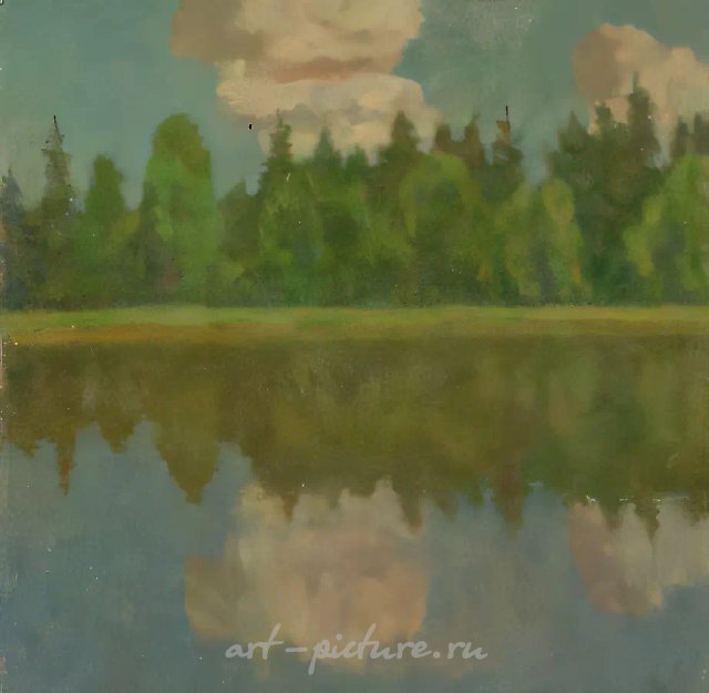 Лесное озеро, 1998, холст, масло, 100 х 100