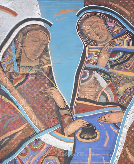 Гадание на кофейной гуще, 1996, авторская техника, 60 х 50