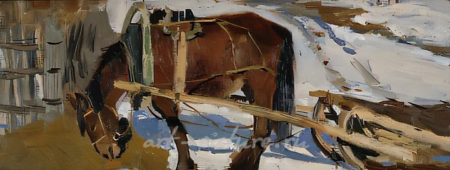 Лошадь., 1958, картон, масло, 15х40,5