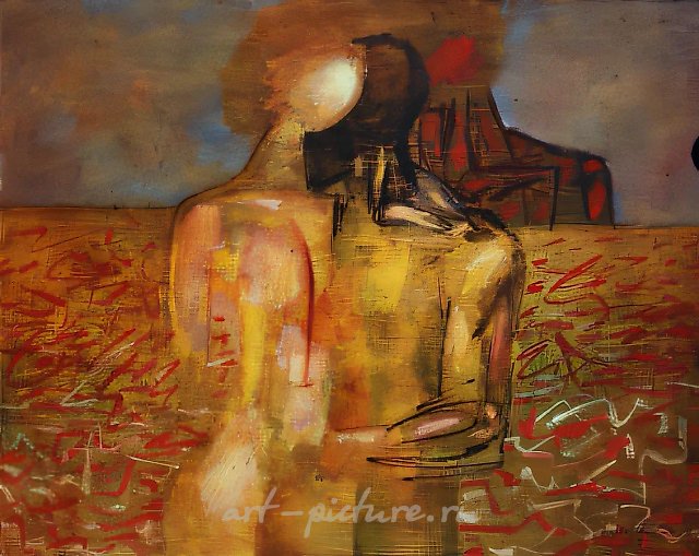 Новое знакомство, 1990, холст, масло,  80 х 100