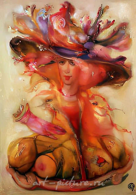 Портрет женщины, 1995, холст, акрил, масло., 90х70