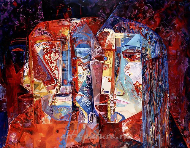 Семья, 1990, холст, масло, 100x130. Собственность автора