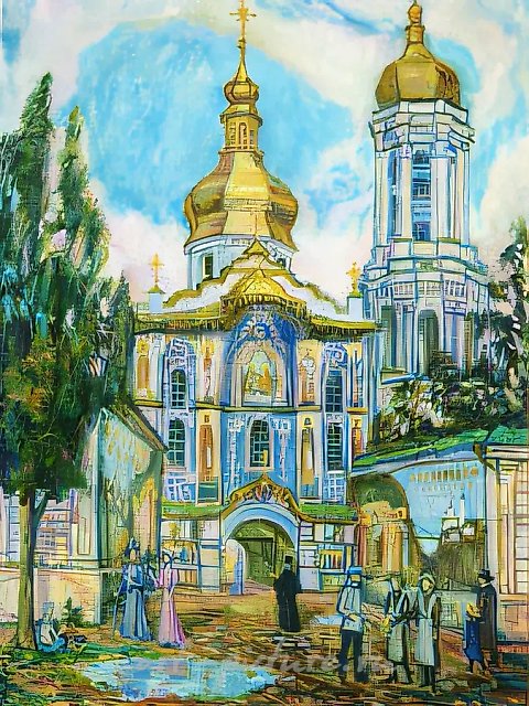 Надвратная церковь Киево – Печерской лавры., 1995, холст, масло, 80х60 Собственность автора