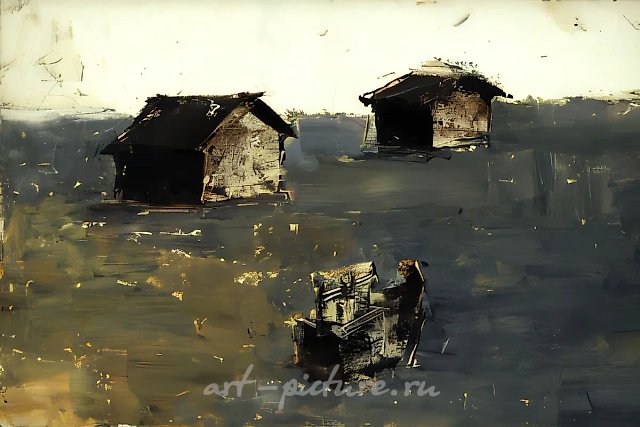 Village, 1997, oil, cardboard, 13х21 Author’s property