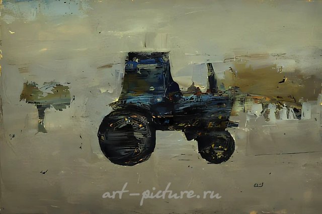 Tractor, 1997, oil, cardboard, 15х21 Author’s property