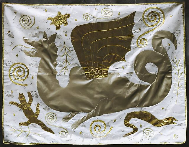 Golden dragon., 1997, cloth, applique, 90x115