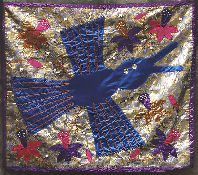 Blue bird., 1997, cloth, applique, 90x100