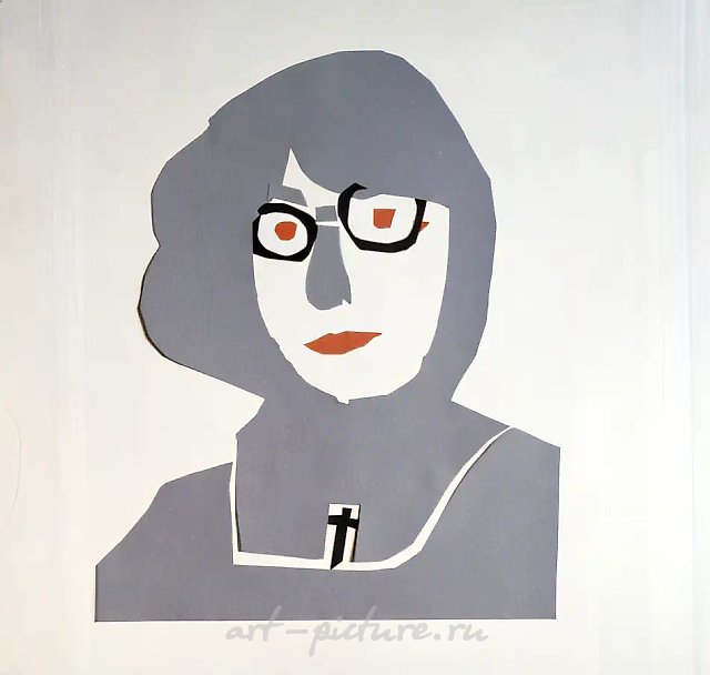 Marina Tsvetaeva., 1986, collage, paper, 59х60 "East-West Gallery". London.
