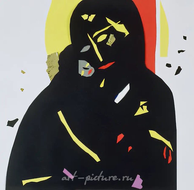 Vladimirskaia Virgin., 1992, collage, paper, 59х60 Author’s property