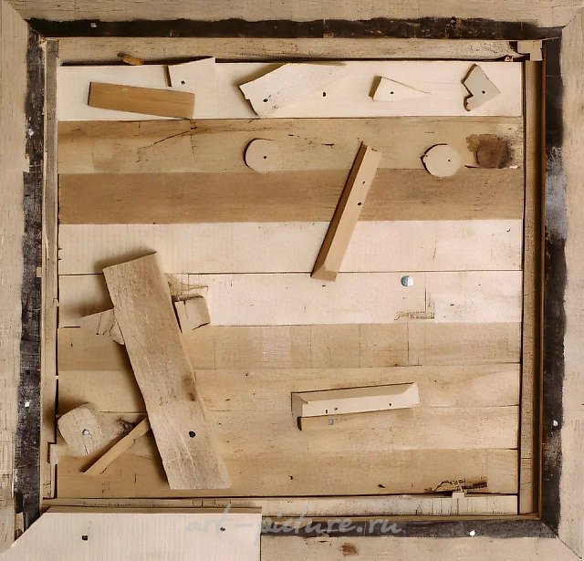 Christ’s portrait., 1987, collage, wood, 51х50,5 Sold from auction "Dorotheum". Vienna. 1990.