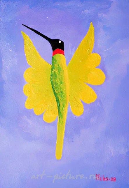 Колибри, 1999, картон, масло, 70x50. Собственность автора