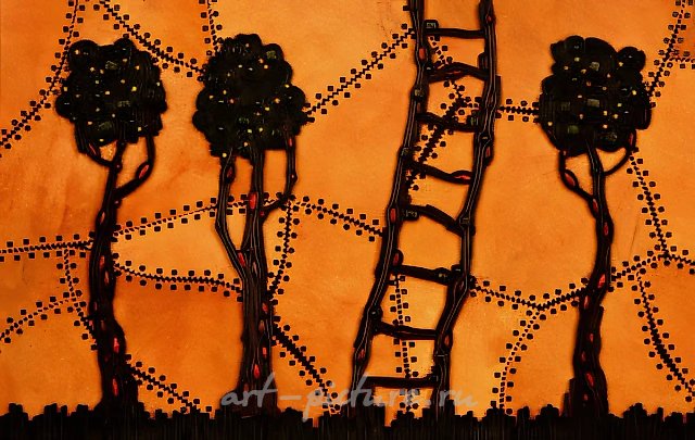 Trees and ladder., 1998, mixed technique, 40х60 Author’s property