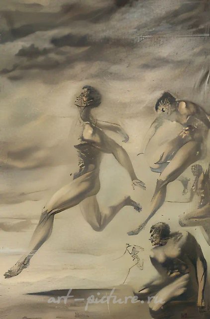 Бегущие, 1971, холст, масло, 120x72. Собственность автора