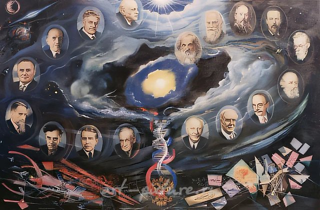 XX век. Великие умы России, 1996, холст, масло, 200x300. ВВЦ. Выставочный комплекс «Наука». Павильон «Физика»