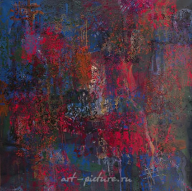 Незнакомка, 1998, холст, масло, коллаж, 100х100