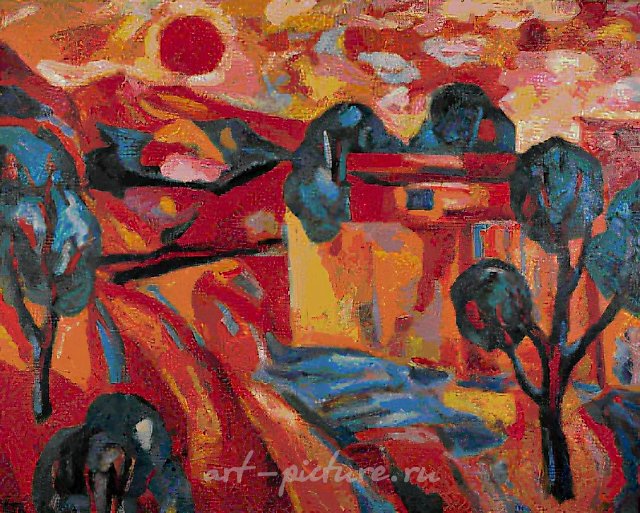 Дом у дороги, 1995, холст, масло, 89,5 х 109,5
