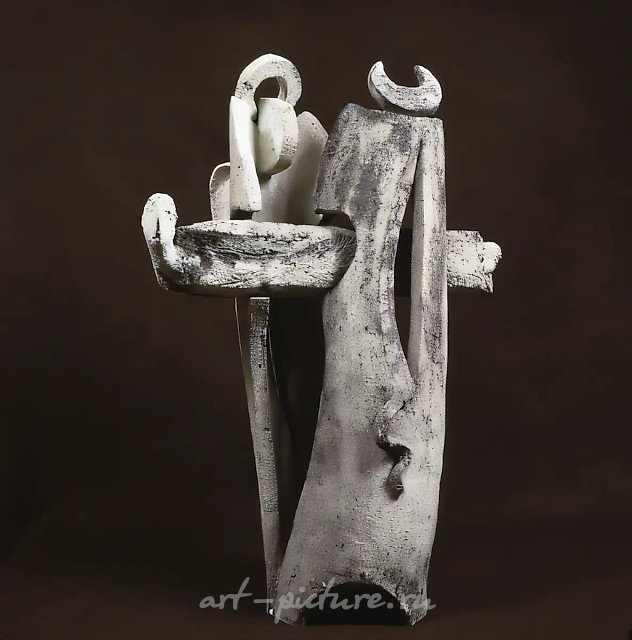 Бог и бес. Борьба за душу., 1989, шамот, соли, 65х30х37