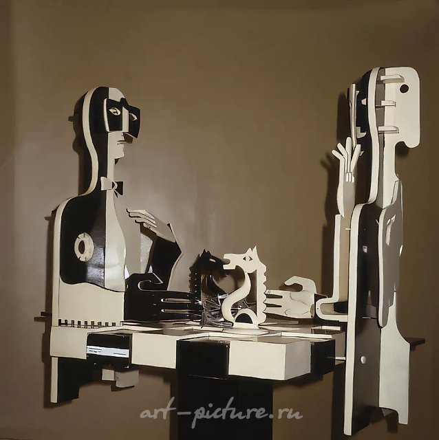 Шахматисты., 1992, дерево, металл, эмаль, 146х120х100