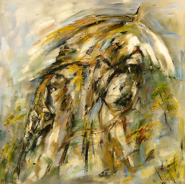 Идёт дождь, 1997, масло на холсте, 100x100