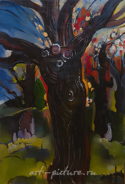 Старая фисташка. Весна, 1998, масло на холсте, 80x55