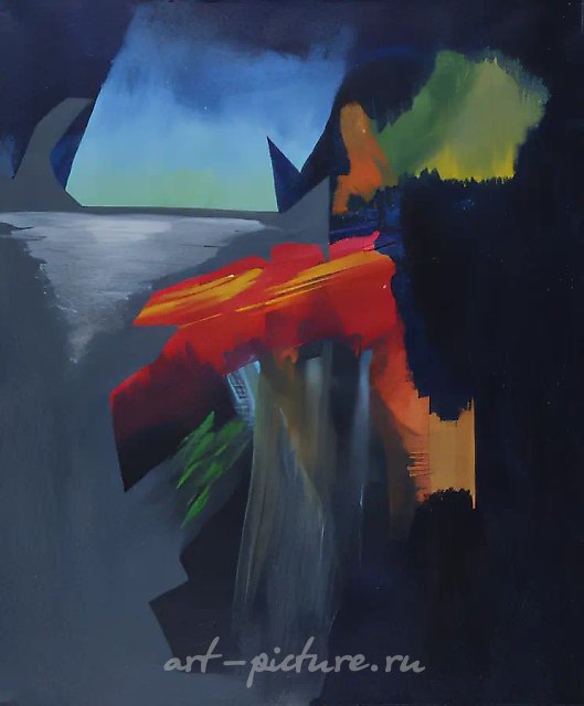 Красный цветок, 1998, холст, акрил, 60х50