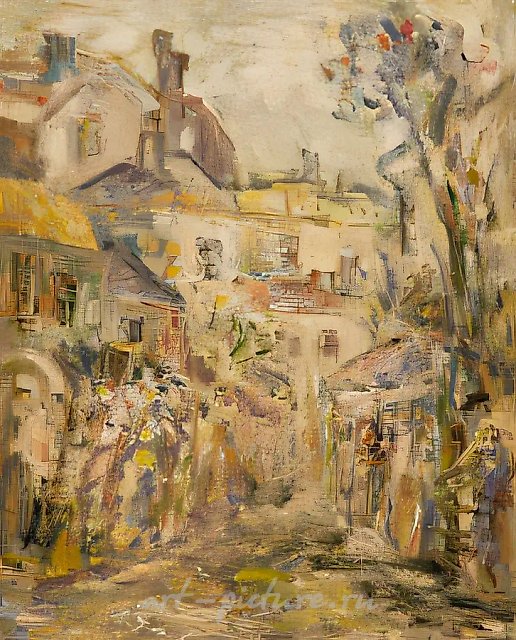 Старый город., 1991, картон, темпера, 50х40