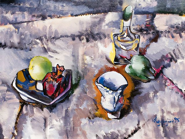 Серый натюрморт, 1996, холст, масло, 40х57