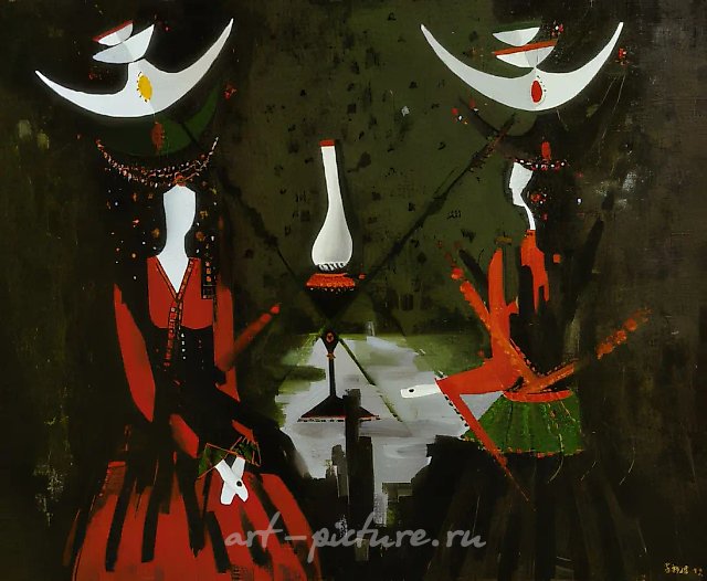 闺蜜，1990年，布面油画，50×60