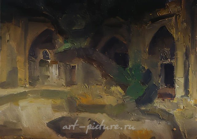 Восточный дворик, 1997, холст, масло, 70х80