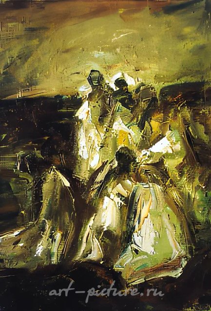 Плакальщицы., 1997, холст, масло, 20 х 60
