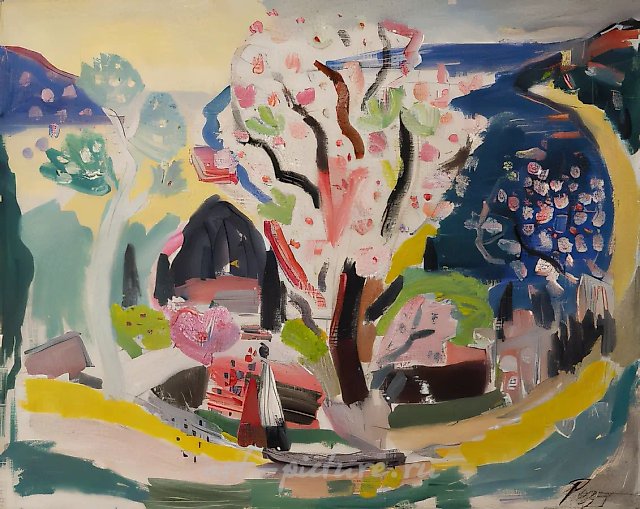 开花的树，1996年，布面油画，65 x 81