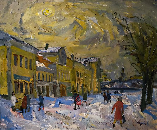 Зима в Торжке, 1990, холст, масло, 70х85