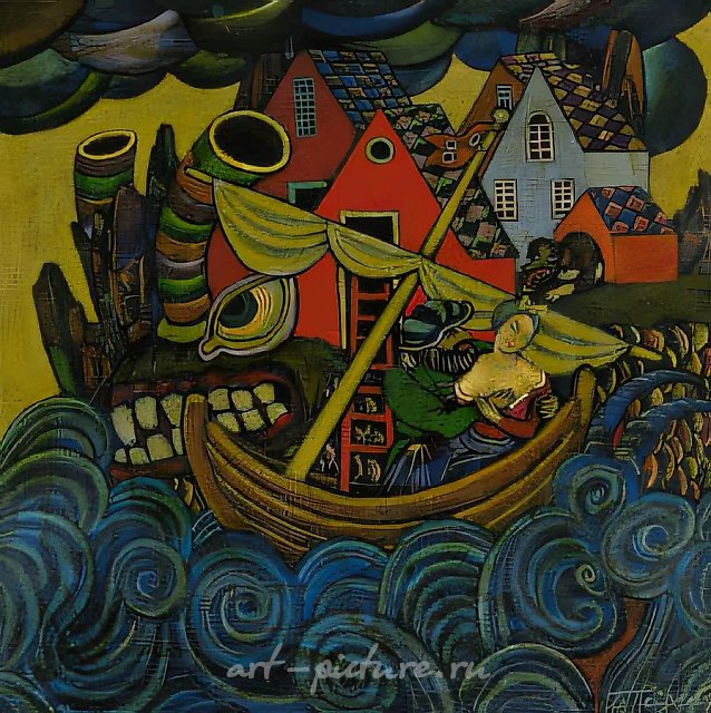 Китоостров., 1990, холст, масло, 100х100