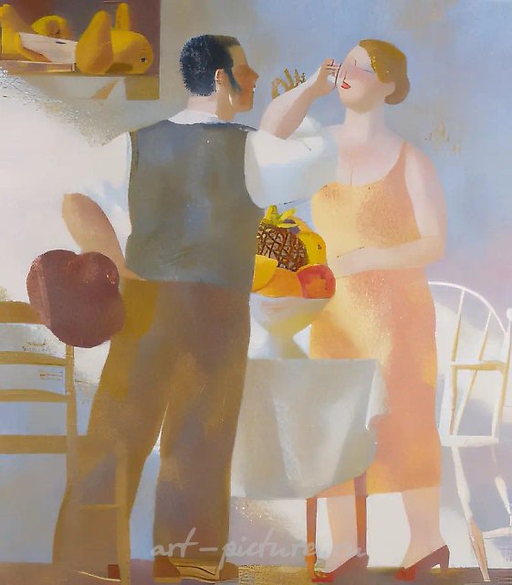 Drinking Together, 1998, oil on canvas, 100 x 85