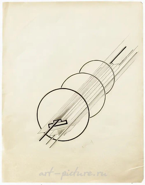 Абстрактная пространственная конструкция, 1920, бумага, графитный карандаш, черная тушь, 28,9х22,6