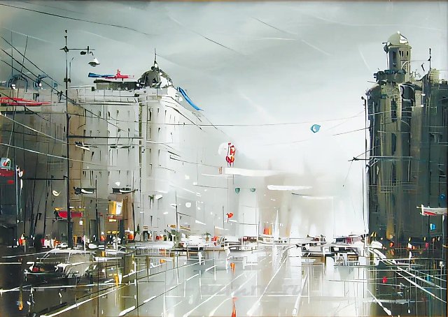 Тверская улица, 1999, масло на холсте, мастихин, 50x70