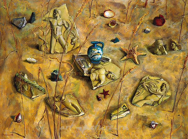 Осколки цивилизации, 1998, масло на холсте, 90x120