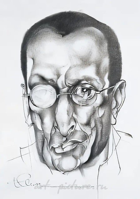 Лицо галереи «ZERO», 1999, бумага, уголь, 70x50