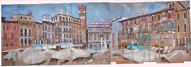 Верона. Пьяца Эрбе, 2006, гофрокартон, смешанная техника, 129 х 401