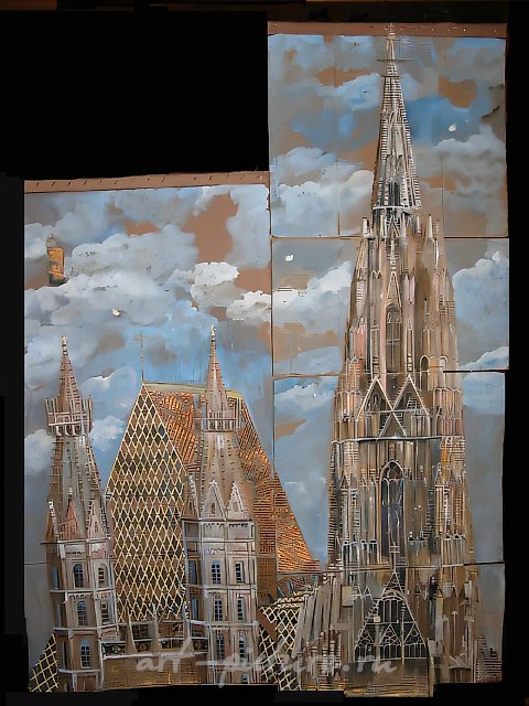 Собор, 2005, гофрокартон, смешанная техника, 202 х 148