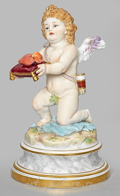 Rare Figure "Amor, Offering a Heart"

This exquisite piece of art is a rare figure that portrays the delicate and enchanting character of Amor, also known as Cupid. The figure is depicted in the act of tenderly presenting a heart, symbolizing the off