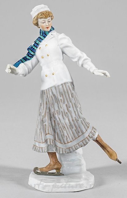 Art Nouveau Figure "Ice Skater"
This exquisite Art Nouveau figure, entitled "Schlittschuhläuferin" in its original German, captures the grace and elegance of an ice skater in the most captivating manner. Crafted with meticulous attention to detail,
